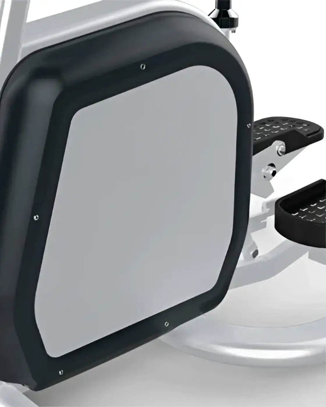 Silver and black elliptical trainer encore stepper with sleek modern design for home fitness use