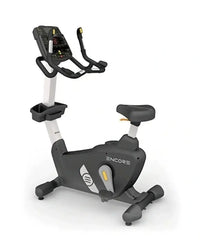 Encore upright exercise bike in black and silver with digital display adjustable handlebars and padded seat for home use
