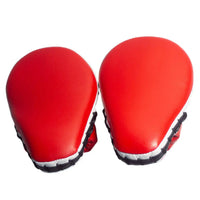 Ergo curved palm pad red boxing focus mitts with white and black trim for home workout training