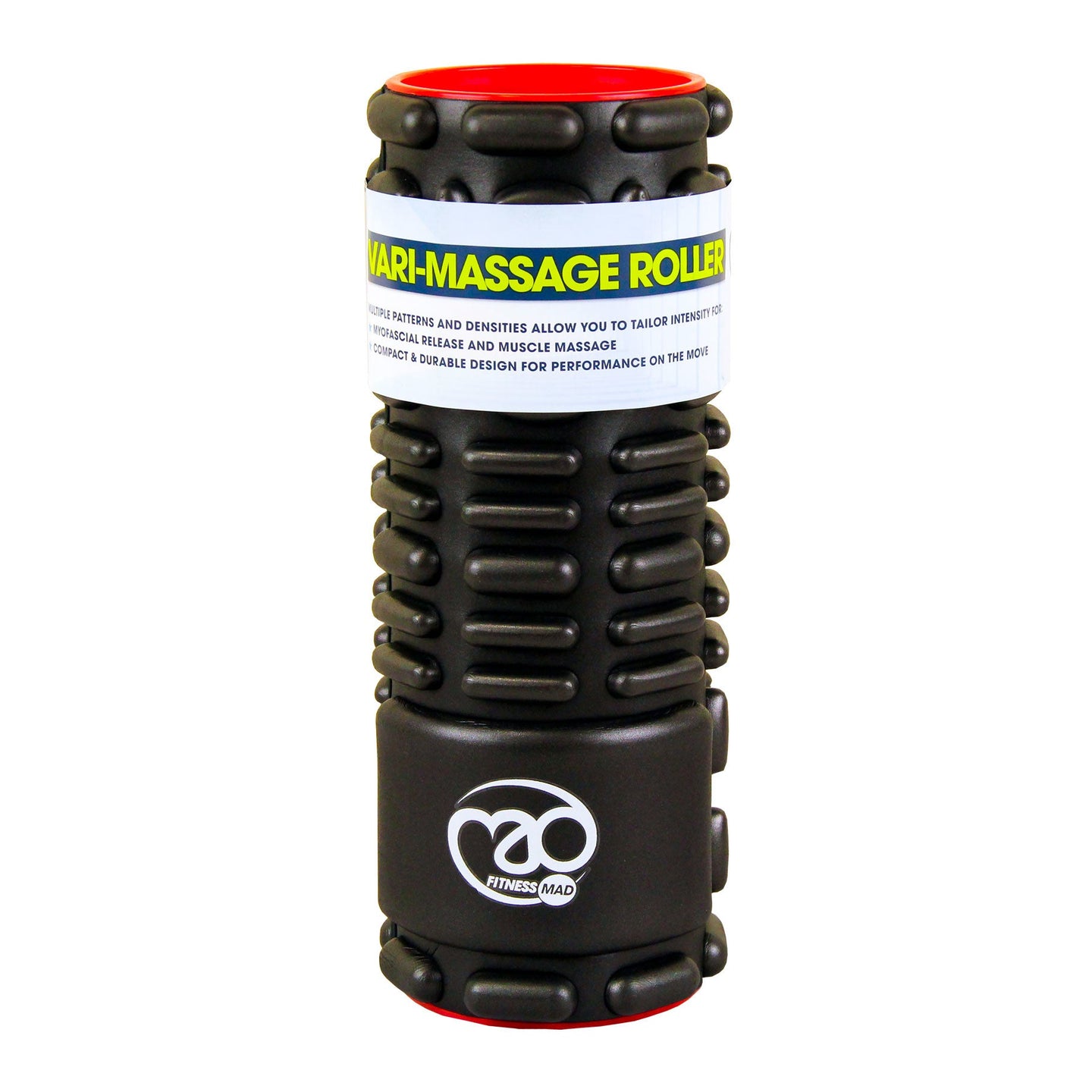Fitness Mad 32cm Black/Red Vari-Massage Foam Roller - Studio Accessories