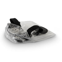 Folded water weight bag with black handles on a white background