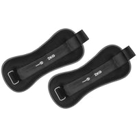 Two black weightlifting straps with '2KG' Fitness Mad branding on a white background