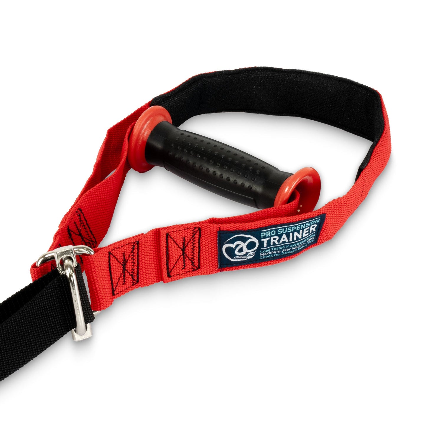 A red and black 3D Diffused Trainer wrist strap with a textured black handle, metal quick-release buckle, and a blue brand label.