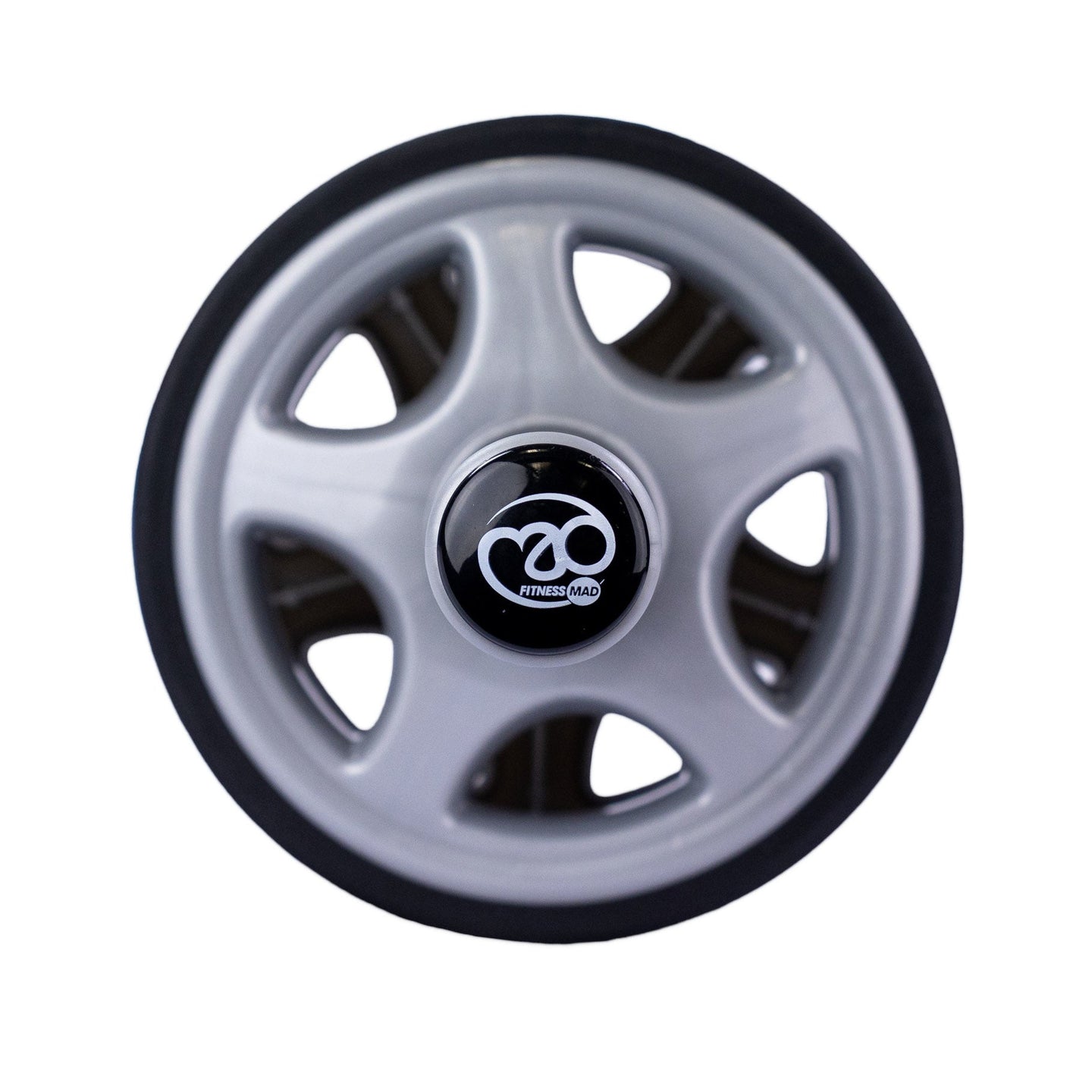 Fitness-Mad Duo Ab Wheel front view showing dual wheels and ergonomic rubber handles