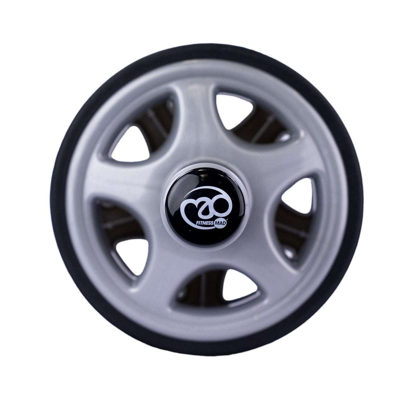 Fitness-Mad Duo Ab Wheel front view showing dual wheels and ergonomic rubber handles