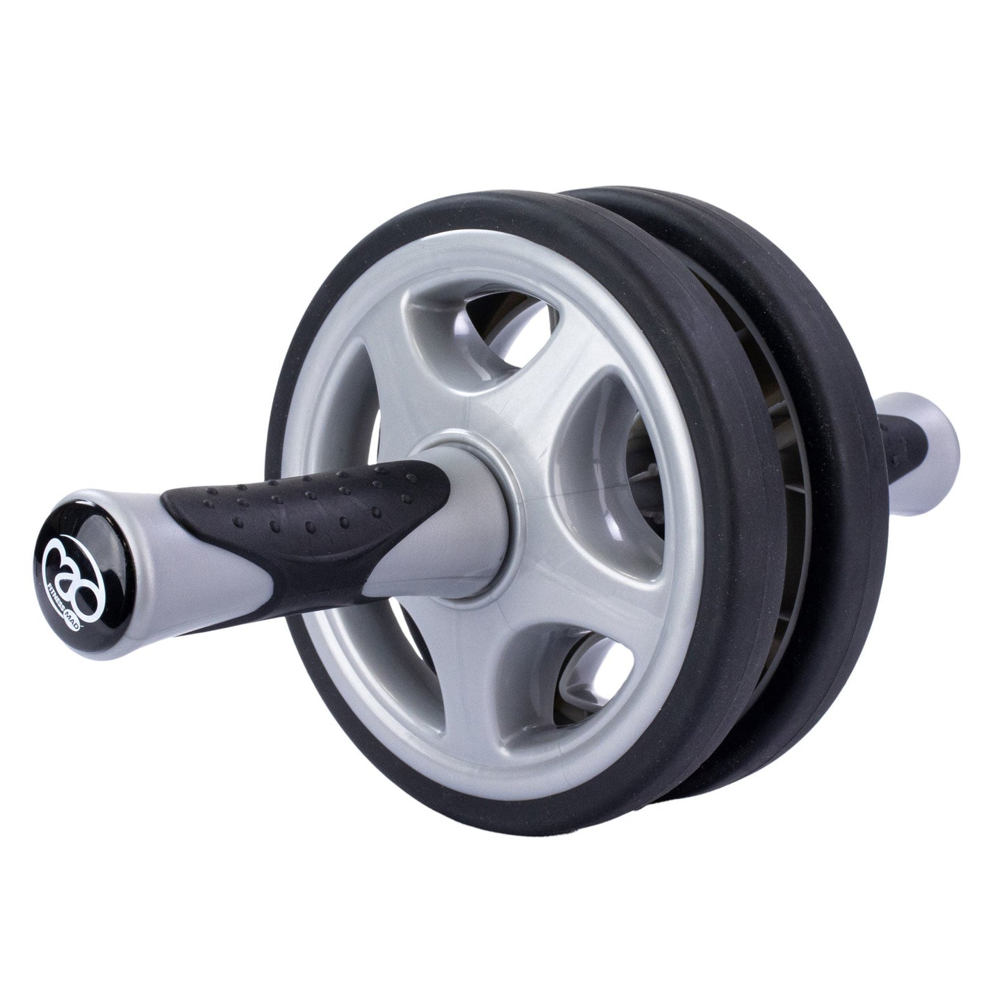 Gray and black ab roller on a white background