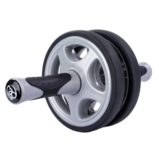 Gray and black ab roller on a white background