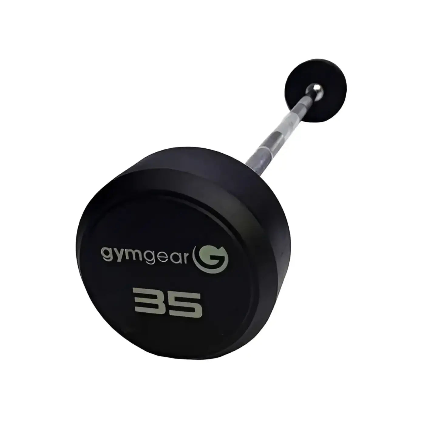 Black gymgear 35-pound fixed rubber barbell weight plate with matte finish and silver logo uk delivery available