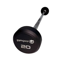 Black 20-pound gymgear g dumbbell with matte finish and silver logo from fixed rubber barbell sets uk delivery
