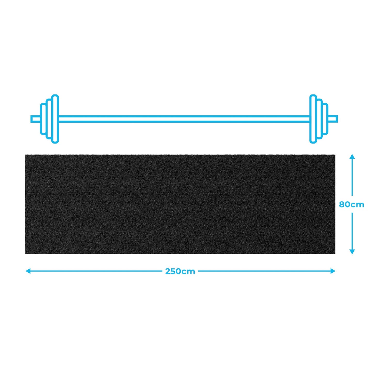 Gym Floor Mat for Exercise Machine - 1.5m x 0.8m - 2.5m x.8m - Studio Accessories