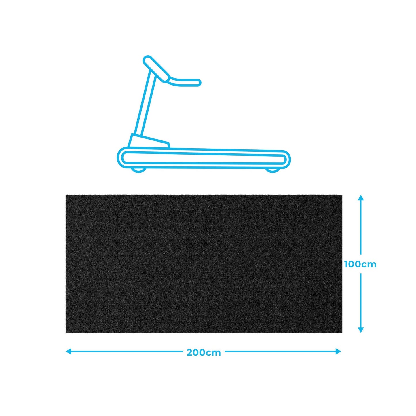 Gym Floor Mat for Exercise Machine - 1.5m x 0.8m - 2m x 1m - Studio Accessories