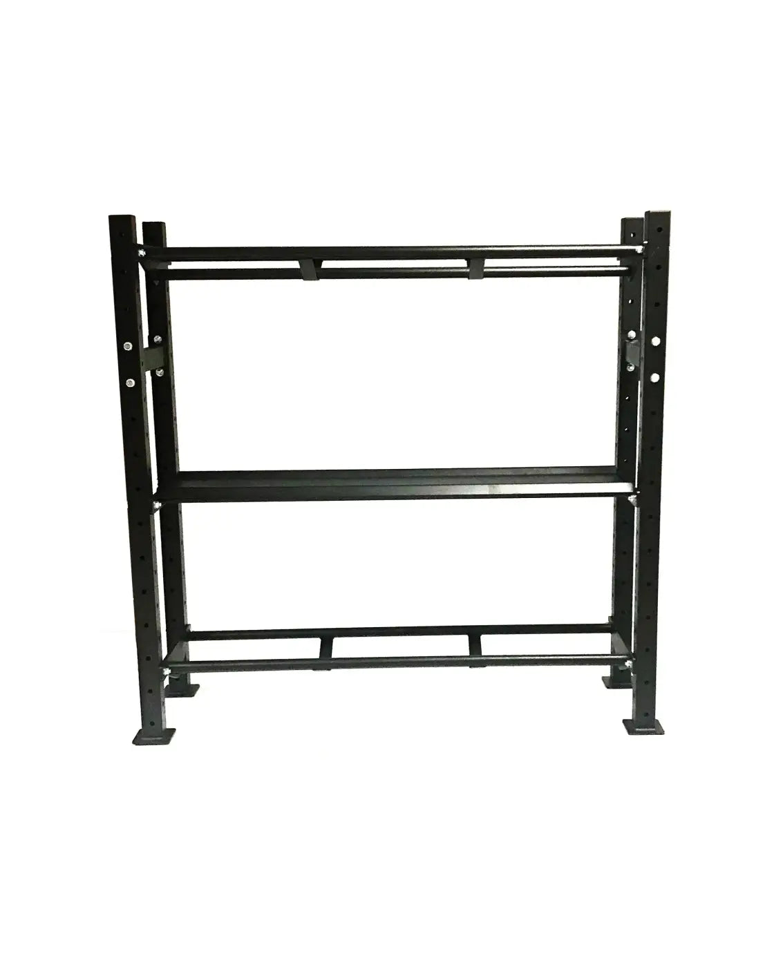 Black metal gym gear 1.5m modular storage rack with three shelves and adjustable side brackets uk delivery