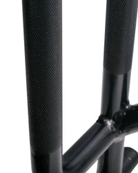 Black metal 1.8m open ended deadlift trap bar with textured rubber coated handles for home workout gym gear