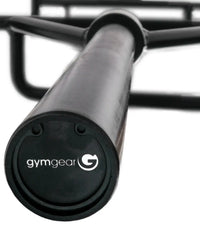 Black gym gear 1.8m open ended deadlift trap bar with matte finish and gymgear logo for home workout use