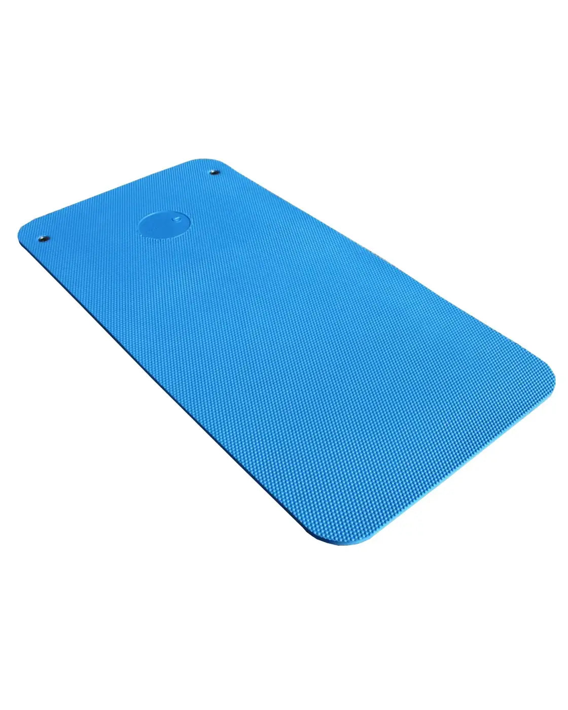 Blue rectangular gym gear 15mm sports mat with textured surface and rounded corners for home workout use