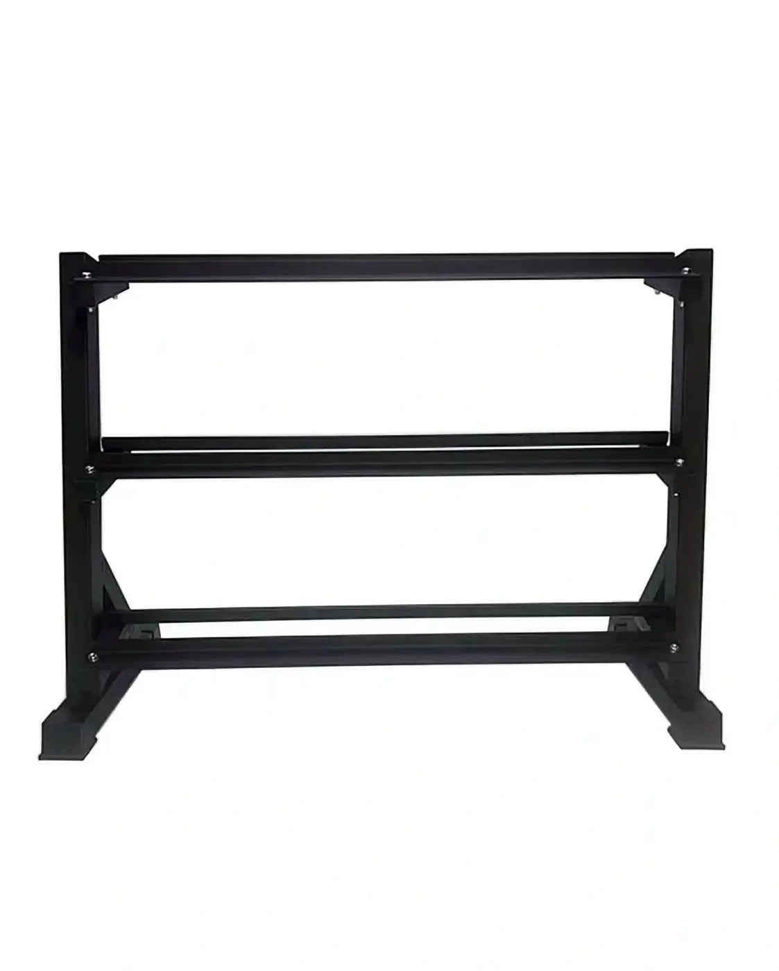 Black metal gym gear 3 tier hex dumbbell rack with a sturdy two tiered design for home fitness use