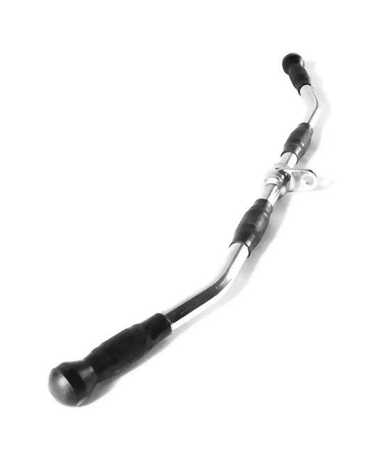 Black rubber-coated curved barbell handle with metallic joints for gym gear 36 inch standard grip lat pulldown bar uk delivery