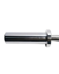 Chrome-finished gym gear 360 multi grip olympic bar with polished reflective surface and central knurled grip section