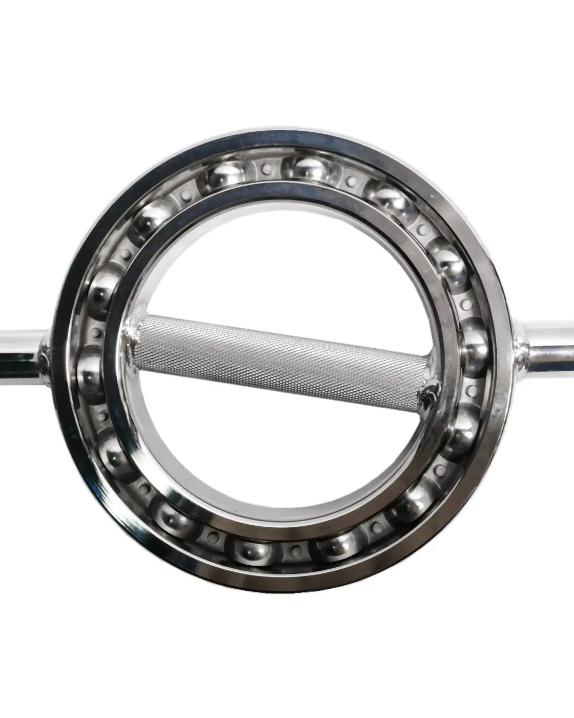 Silver chrome-finished gym gear 360 multi grip olympic bar with textured grip and ball bearings uk delivery