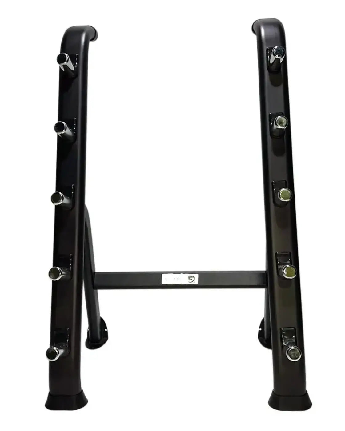 Black metal gym gear 5 barbell single sided storage rack with six chrome plated hooks on each side for home fitness