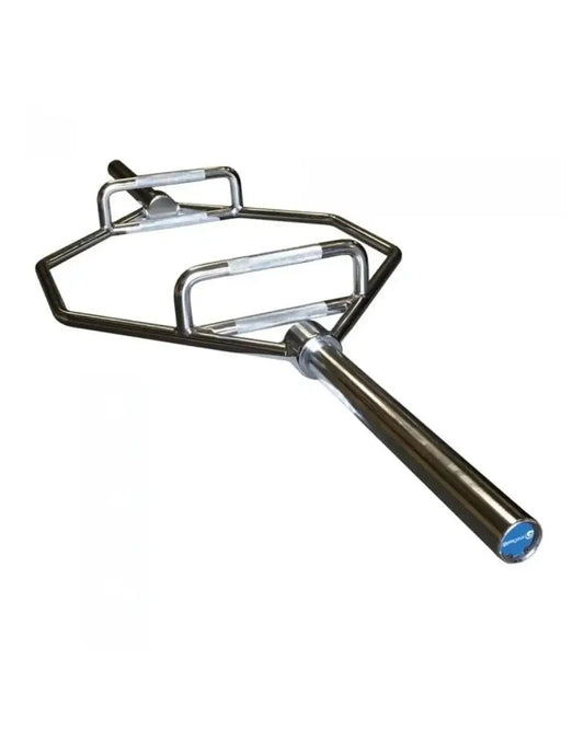 Silver metal gym gear 6ft olympic hex trap bar with hexagonal frame and handle grips for uk delivery