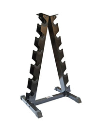 Black metal gym gear a frame hex dumbbell rack with sturdy triangular design and multiple weight slots uk delivery