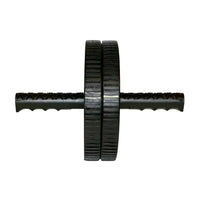 Gym Gear Ab Wheel Pro black plastic ab roller with textured grip handles and dual weighted wheels for UK delivery