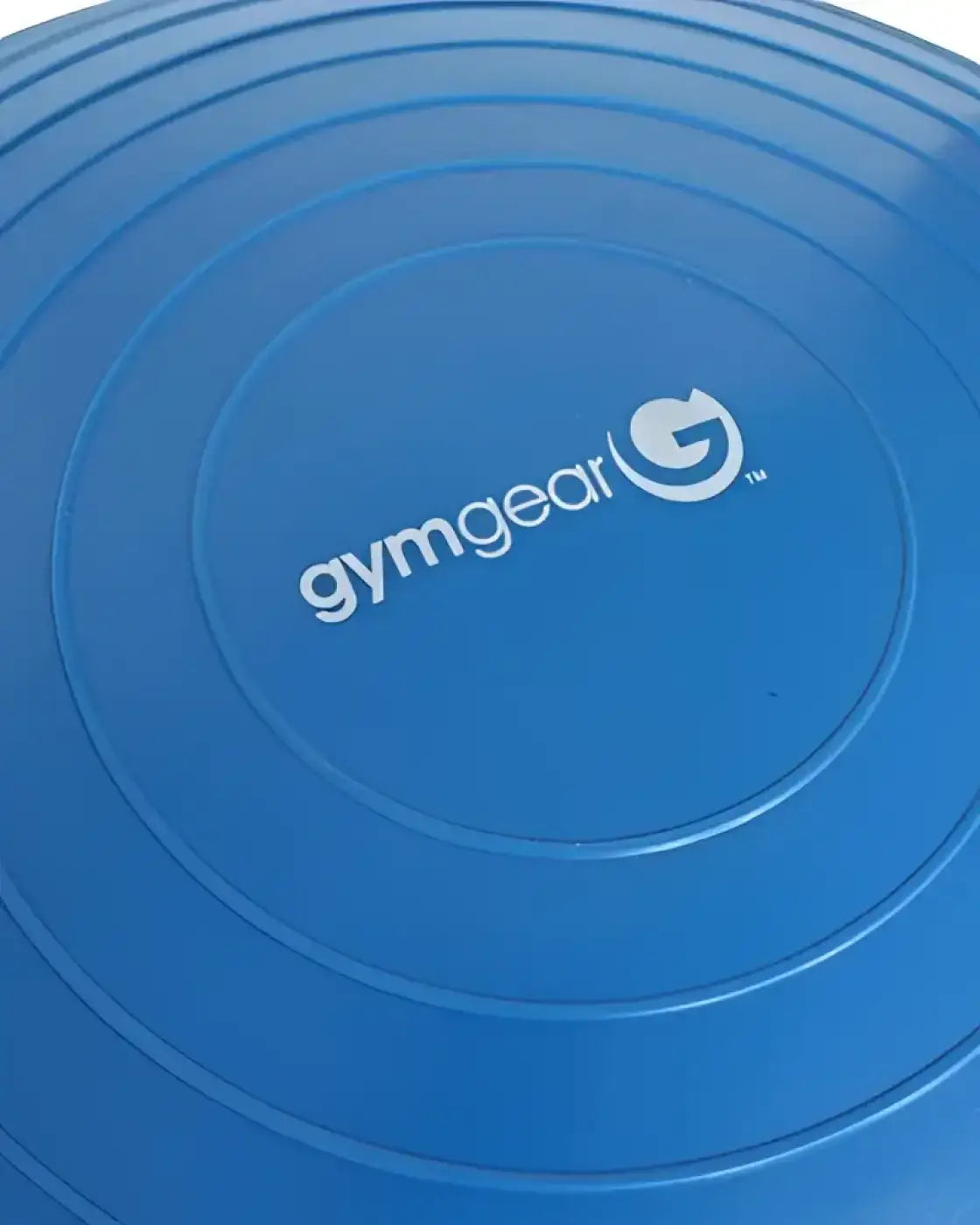 Blue gymgear balance dome stability ball with concentric ridges and white logo designed for exercise and balance training