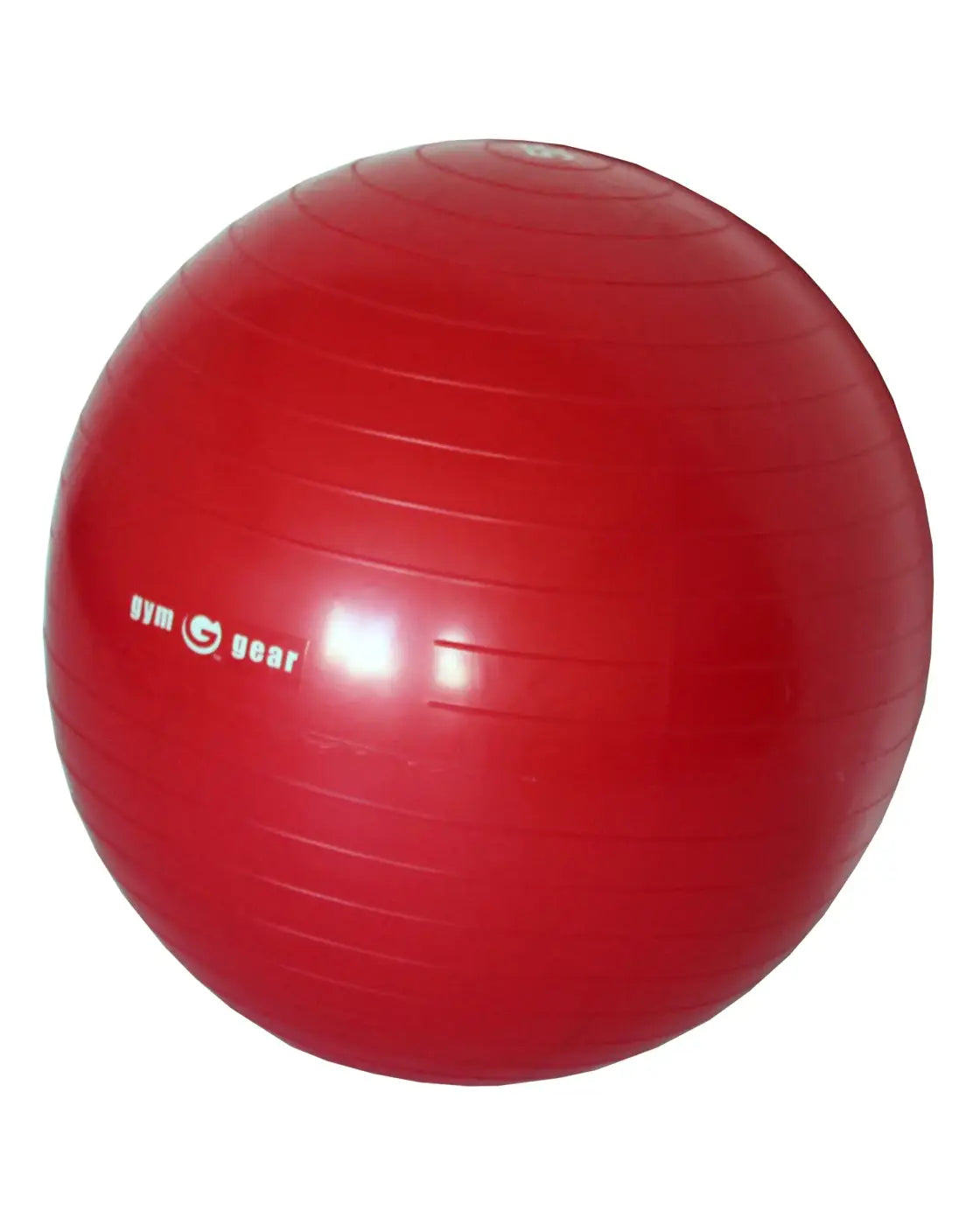 Gym gear gym ball in red with ribbed texture and glossy finish designed for home gym exercise use