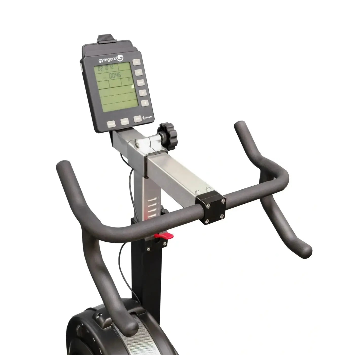 Gym Gear Bike Max 2.0 upright exercise bike in black and silver with ergonomic handles and digital display for home gym use