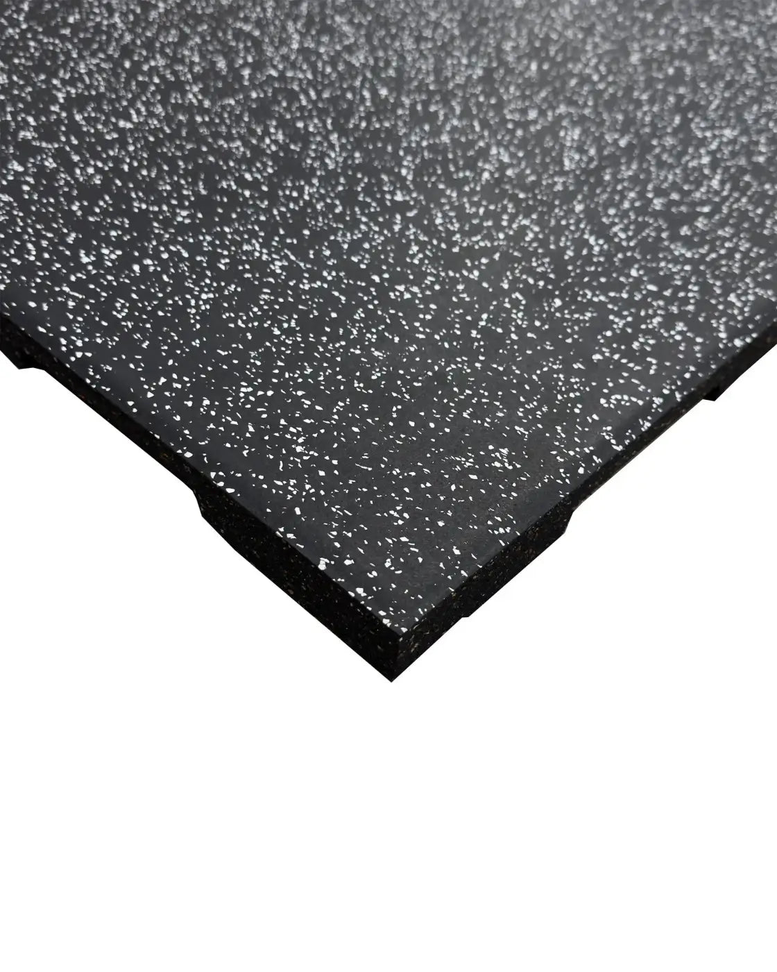 Gym gear black rubber tile with grey fleck texture designed for durable flooring with uk delivery available