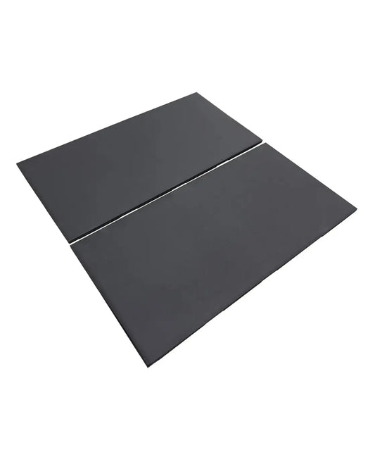 Black rectangular smooth foam mats made of rubber for gym gear home workout flooring and exercise use