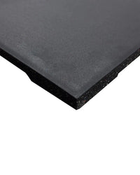 Gym Gear black rubber tiles featuring a textured surface and reinforced edges for home workout use