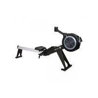 Black and silver Gym Gear Blade 2.0 rowing machine with circular flywheel and adjustable seat for home gym use in the UK