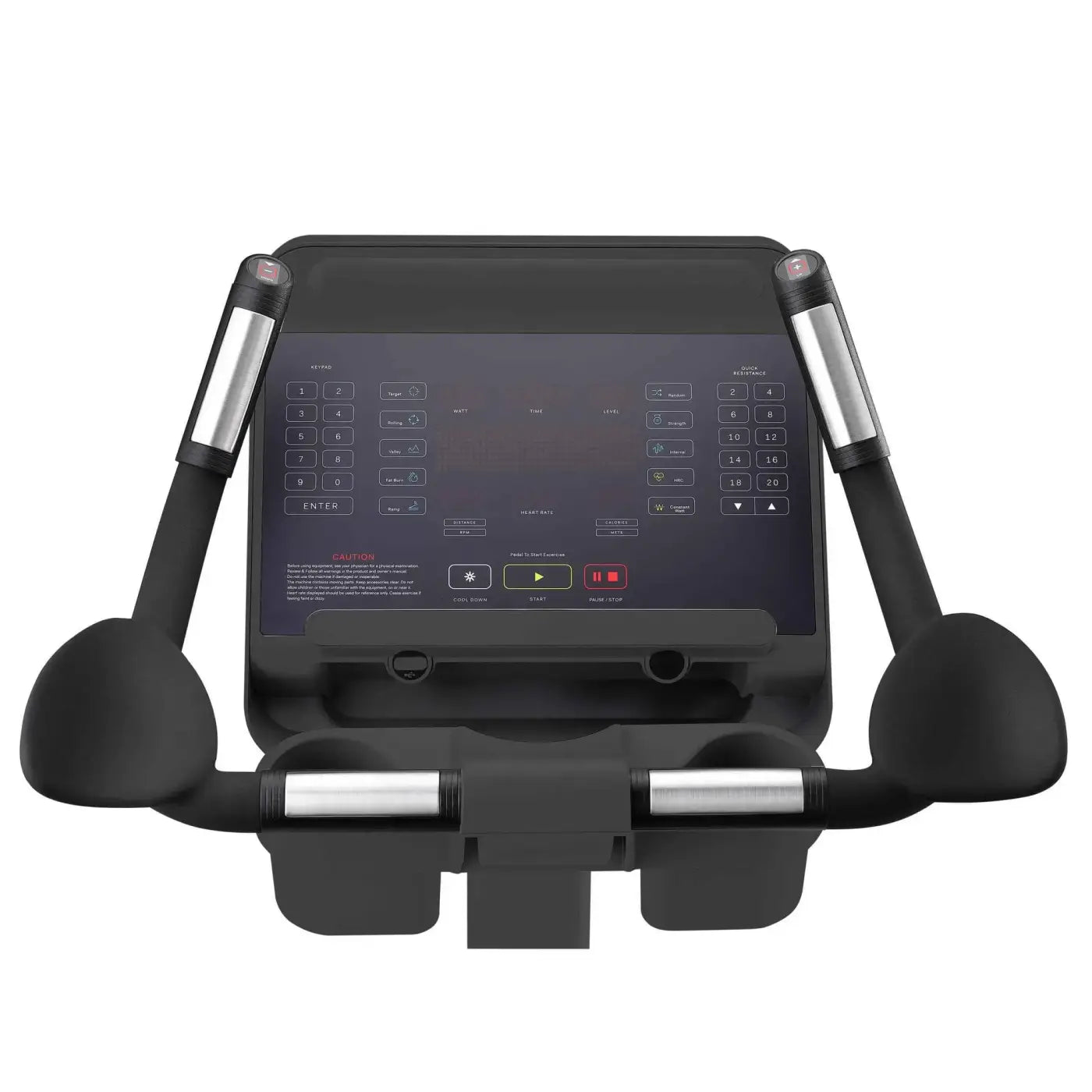 Black and silver gym gear c97 upright exercise bike console with touchscreen and numbered buttons for home gym use uk