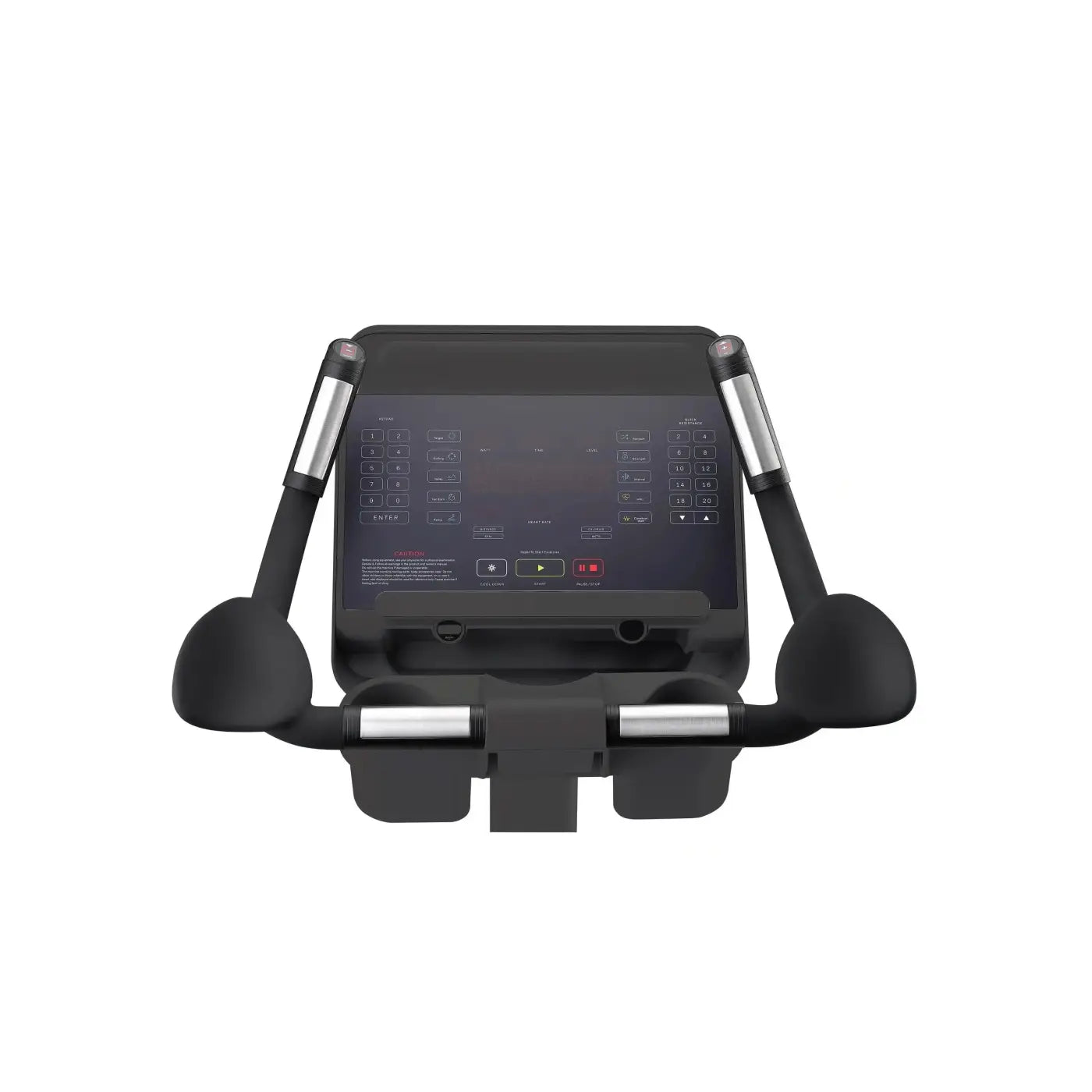 Black and silver console with digital display screen on gym gear c97 upright exercise bike for home gym uk use