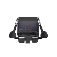 Black and silver console with digital display screen on gym gear c97 upright exercise bike for home gym uk use