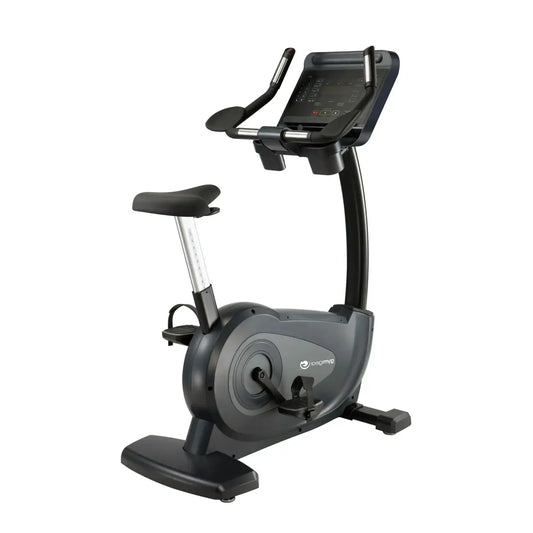Gym Gear C97 upright exercise bike in black and silver with digital display screen for home gym use in the UK