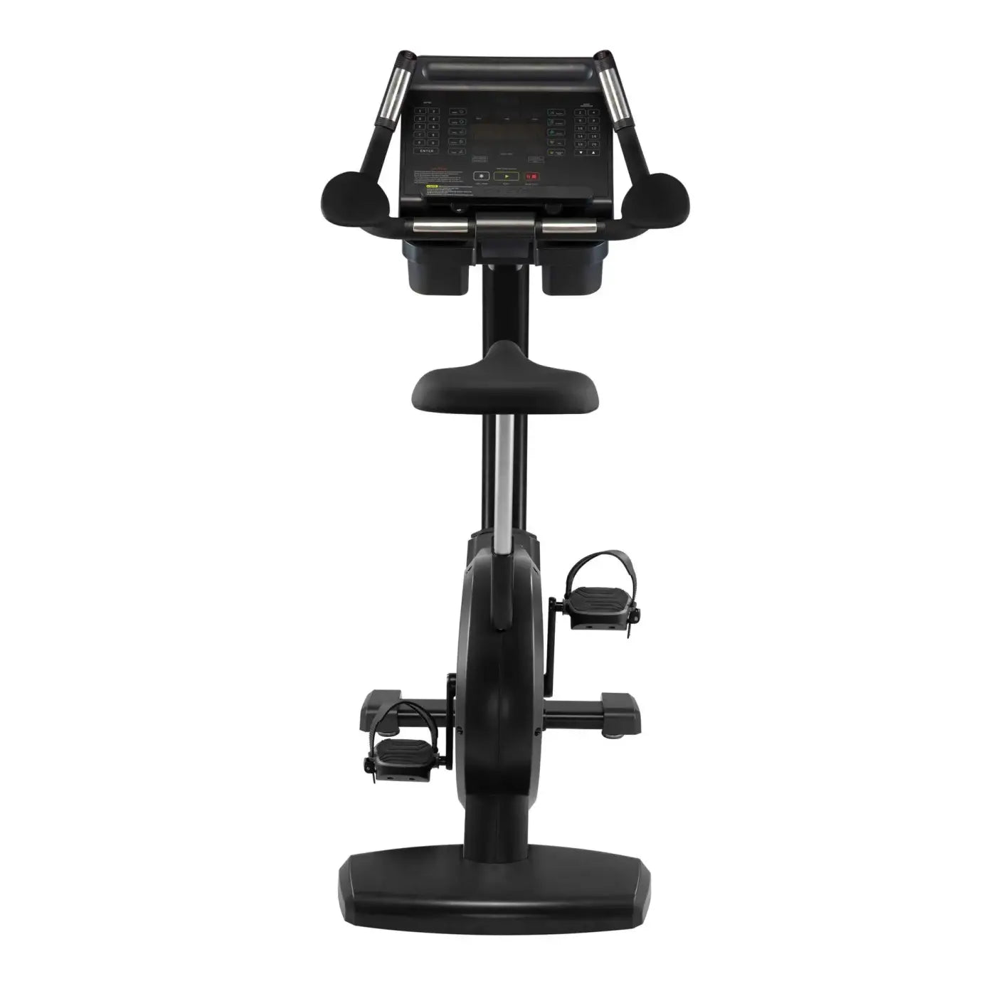 Black gym gear c97 upright exercise bike with digital display and padded handlebars for home gym use in the UK