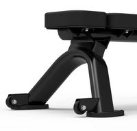 Black adjustable weight bench on a white background