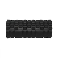 Black gym gear deep tissue foam roller with textured grid surface pattern for muscle relief uk delivery available