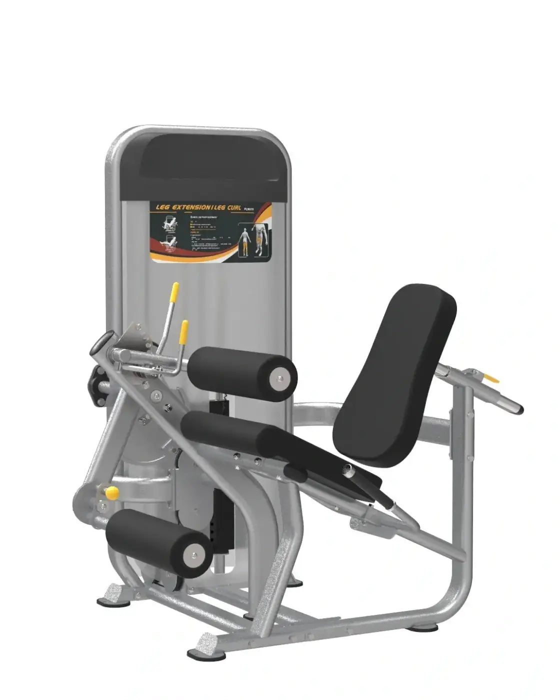 Silver metal gym gear dual series leg extension and curl machine with black padded seat footrests and handlebars uk delivery