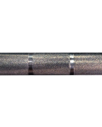 A gym gear elite 7ft olympic bar metallic mesh cylinder with two polished silver bands for home use