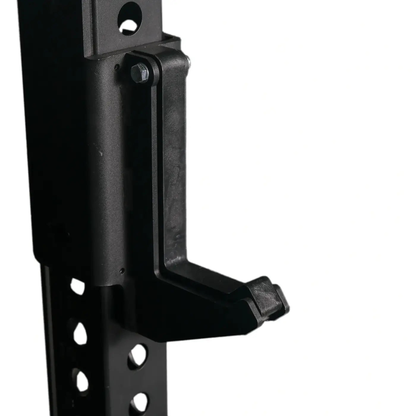 Black metal weight rack attachment with bolted joint and perforated vertical support for gym gear elite series dap half rack combo uk delivery