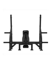 Black metal gym gear elite series olympic incline bench with adjustable backrest and safety bars for home gyms