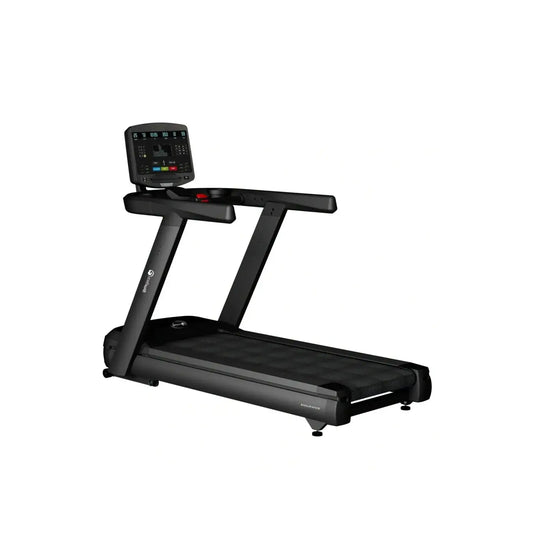Black gym gear endurance series t6 motorised treadmill with digital display and handlebars for home gym use in UK