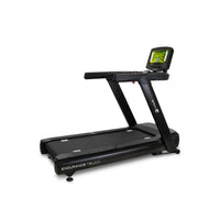 Black gym gear endurance touch motorised treadmill with digital display and sleek modern design for home gym uk use
