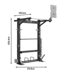 Black metal gym rack with adjustable shelves and pull-up bar from gym gear functional storage solutions series uk delivery