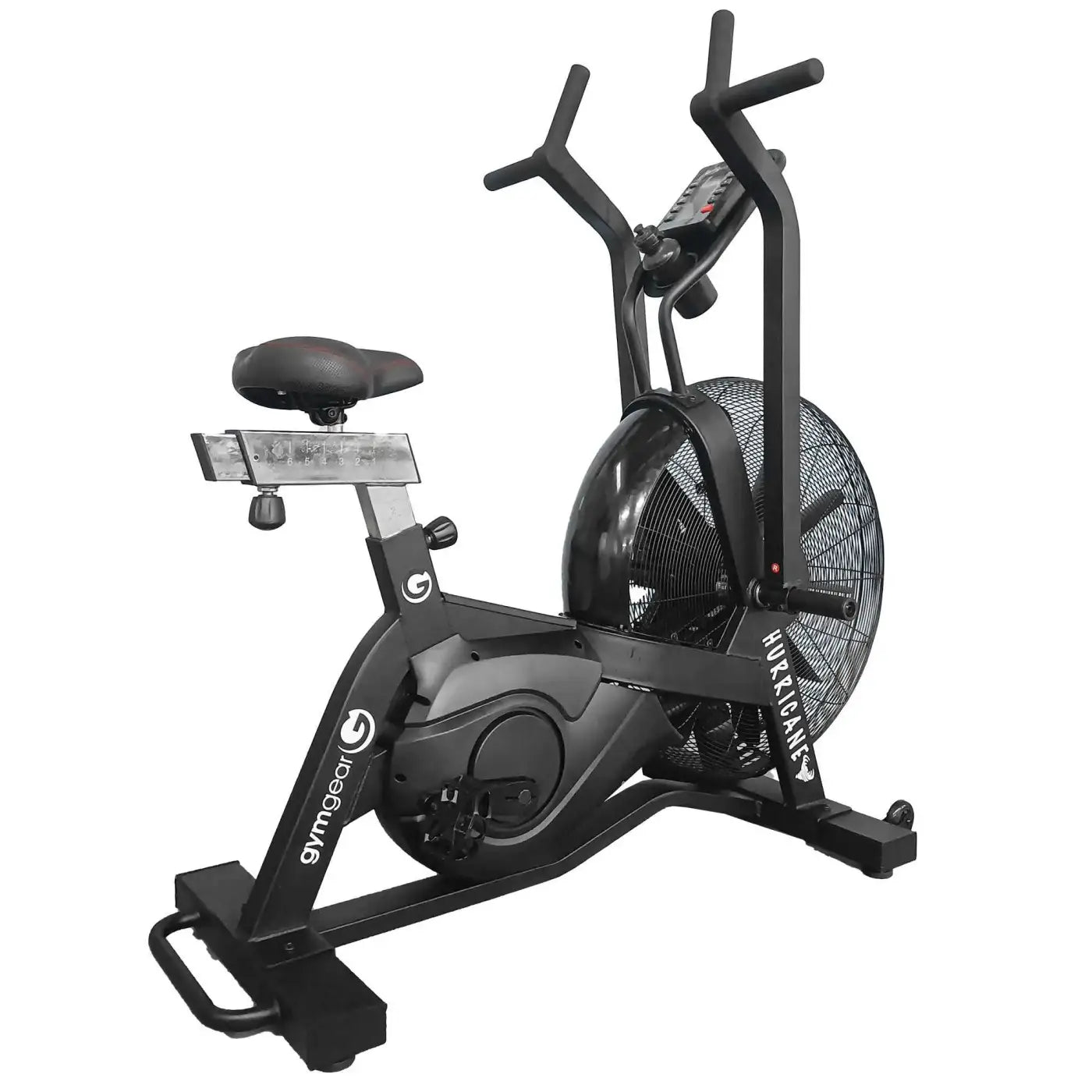 Black Gym Gear Hurricane Air resistance exercise bike with large fan and digital display for home HIIT cardio in UK
