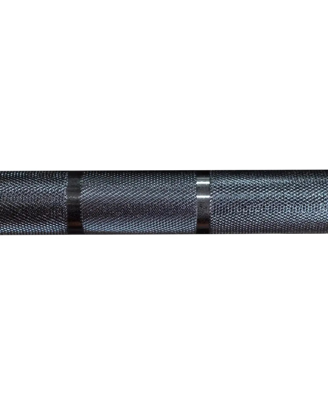 Black textured gym gear ladies Olympic lifting bar with two metallic bands for home workout use